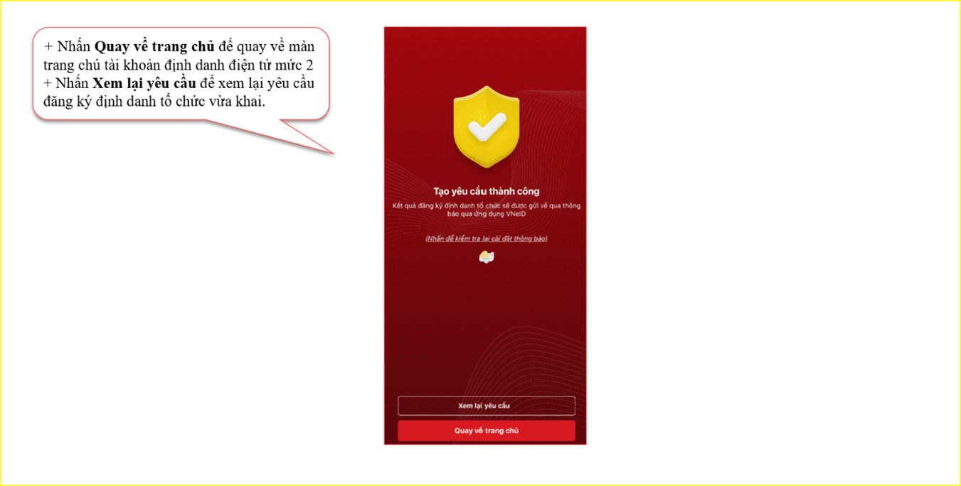 Tạo yêu cầu đăng ký thành công, xem lại yêu cầu.